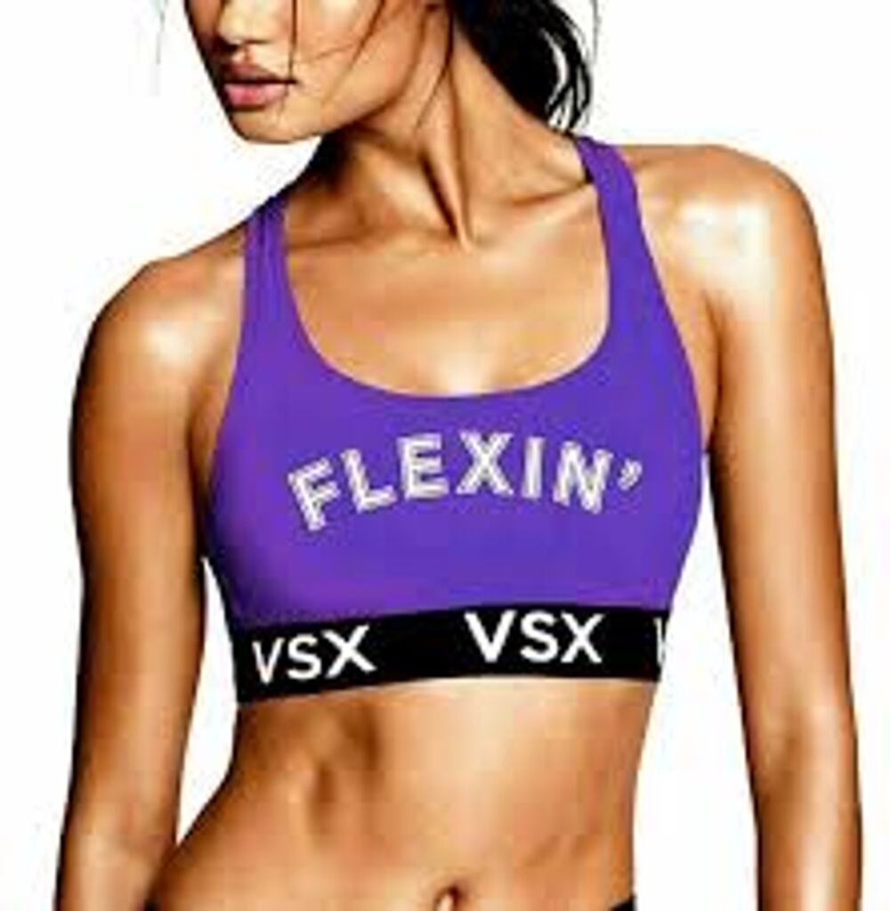 Victoria Secret Sport Flexin' Purple/Black Bralette Racerback MEDIUM